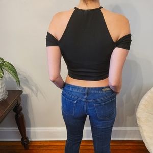 High Neck Black Crop Top